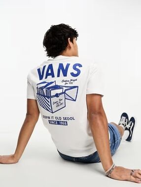 Vans Record Label XL White Short Sleeve Tee Keepin It Old Skool Since 1966